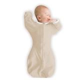 Organic Transitional Swaddle Sack, Arms Up Swaddle with Half-Length Sleeves & Mitten Cuffs, Medium, 3-6 Months, 14-21 lbs, Sand Dollar - Retail: $19