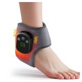 Cordless Ankle Massager with Heat, Ankle Heating Pad, USB Rechargeable Heated Brace Wrap Warmer, 5 Heat Levels, 3 Vibration Modes, Auto Shut Off - Retail: $30