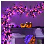 3 Color Changing Lights -6 Ft 54LED Halloween Willow Vine Twig Decor Branches Garland Decorations Orange, Purple and Orange & Purple Lights -Battery Operated for Indoor Wall Fireplace Halloween Decor