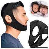 Anti Snoring Chin Strap for Sleeping Effective Airflow Jaw Strap for Sleep, Comfortable for Snore Stopper & Improve Sleep, Anti Snore Chin Strap for Snoring - Men & Women, Black, M-AAA