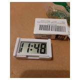 Car Dashboard Digital Clock - Vehicle Adhesive Clock with Jumbo LCD Time & Day Display - Mini Automotive Stick On Watch for Car Truck Dashboard & Air Vent (White) - Retail: $6
