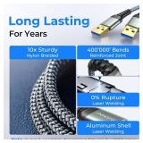 AINOPE USB to USB Cable, USB 3.0 A to A Male to Male Cable [Never Rupture] Double End Type A Cord Compatible with Hard Drive Enclosures, KVM, DVD Player, TV, Laptop Cooler,6.6Ft/Grey, 1 Pack - Retail: