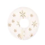Christmas Tree Skirt, 11 inch Mini White Snowflake Xmas Tree Skirt, Double Layer Faux Snowy Fur with Gold Sequins Skirts Used for Table Top, Birch Table Tree Lights, Christmas Party - Retail: $10