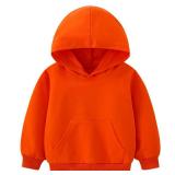 Boys Girls Hooded Sweatshirt Solid Pullovers Long Sleeve Hoodie Kids Cotton Crewneck Fall Tops Blouse Orange sm - Retail: $13