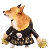 NFL Pittsburgh Steelers Officially Licensed Cheer Dog Costume by MODERN HERO Includes Dress with Faux Stuffed arms and Tinsel pom-poms and Satin Bow Headband, Size XXL - Retail: $36