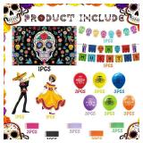 Halloween Trunk or Treat Car Decorations Kit for SUV -Dia de los Muertos Car Decor with Backdrop, Skull Cutouts, Balloons, Banner for Day of The Dead Party Decorations - Retail: $23