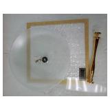 Square Cake Stand 13-Inch Tempered Glass Cake Holder with Gold Trim, Chip-Resistant, Durable & Dishwasher Safe, Dessert Stand for Parties, 6-Inch High - Retail: $26