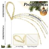 6 Pcs Christmas Gold Artificial Glitter Picks Spray 35 Christmas Tree Ornaments Snow Weeping Tree Berry Stems Spray Long Glitter Branch Sticks for Winter Holiday Wedding Ornament Supply - Retail: $28"