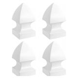 QWORK 4 Pack 5 Vinyl Fence Post Cap in Gothic Style - Outdoor Post Cover for 5" x 5" Vinyl Decks, Patios, Porches, Mailbox Posts, White - Retail: $46"