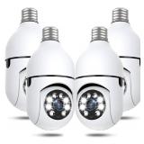 Light Bulb Security Cameras Wireless Outdoor, 5G&2.4GHz 4MP Security Camera 360° PTZ Cameras for Home Security with Color Night Vision, 2 Way Talk, AI Human Detection, Screw in Light Socket, 4Packs -
