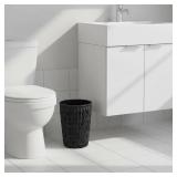 Black Wicker Trash Can, Small Hand Woven Bathroom Trash Can,Waterproof Woven Trash Basket for Bedroom, Offices or Kitchen,2 Gallon Round - Retail: $24