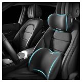 Car Headrest & Lumbar Support Cushion Kit, Ergonomic Car Seat Neck Pillow and Backseat Cushion for Driving Fatigue Relief, Driving Seat Memory Foam Neck Back Rest Pillows (Black) - Retail: $17
