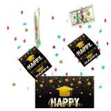 Graduation Exploding Money Boxes Kit, Black Gold Bounces Cash Exploding Money Boxes with Confetti, Congrats Grad Pop up Gift Boxes for 2024 High School College Graduation Party