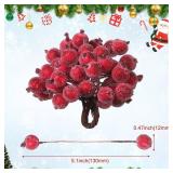 400 Pcs Dark Red Berries Stems 12 mm Artificial Frosted Holly Berries for Christmas Tree Decor Rustic Fake Simulation Mini Berry Fruit for Christmas Wreath DIY Craft Xmas Party Supply - Retail: $19