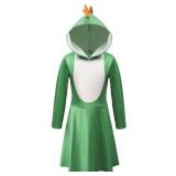 Green Turtle Yellow Dinosaur Monster Yoshi Dress, Kids 7 to 10.