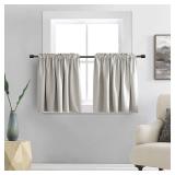 Short Curtains 38 Inches Long Tier Curtains for Bathroom - Set 2 Panels Light Blocking Room Darkening Camper Curtains for Small Windows Kitchen 34x38 Inch Length - Retail: $19