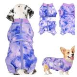 Recovery Suit for Dogs, Zipper On Recovery Suit for Female Male Dog, Onesie Abdominal Wounds Cone E-Collar Alternative Prevent Licking Spay Recovery Suit (Medium, Purple Tie-dye) - Retail: $20