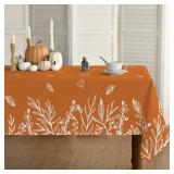 Fall Tablecloth 60x84 Inch Rectangular, Thanksgiving Autumn Harvest Orange Wild Flowers Table Cover for Party Picnic Dinner Decor - Retail: $16