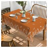 Fall Tablecloth 60x84 Inch Rectangular, Thanksgiving Autumn Harvest Orange Wild Flowers Table Cover for Party Picnic Dinner Decor - Retail: $16