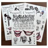 3 Sheets PADOUN Temporary Tattoos, Halloween Fake Tattoos for Men, Tattoo Sticker for Halloween Cosplay Costumes and Party Accessories - Retail: $8