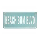Retro Metal Sign Vintage Tin Sign Beach Bum BLVD Sign for Plaque Poster Cafe Wall Art Gift 12 X 6 INCH - Retail: $10
