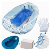 Bedpan Set with 30 Disposable Liners, Super Absorbent Pads and Gloves - Pack 30 Count - Bed Pan for Elderly Women Females Bedridden Patients, Bedpan for Men - Retail: $27