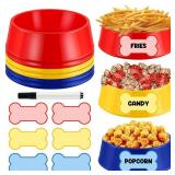 6 Set Dog Paw Plastic Bowls Dog Birthday Party Supplies Red Blue and Yellow Food Trays with Bone Cards for Table Dog Puppy Party Decorations - Retail: $21