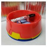 6 Set Dog Paw Plastic Bowls Dog Birthday Party Supplies Red Blue and Yellow Food Trays with Bone Cards for Table Dog Puppy Party Decorations - Retail: $21