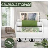 Vision Key Holder Wall Mount and Mail Organizer : Farmhouse Key and Mail Holder for Wall with Drawer and 7 Key Hooks - Decorative Home Organization for Wall Decor Aesthetic (White). CRACKED. - Retail: