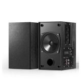 30W X 2 Powered Bookshelf Speakers - 3.5-RCA Input for Turntable, TV, PC, Record Player Speakers with 4 Inch Woofer & Wall Mounted - Retail: $50