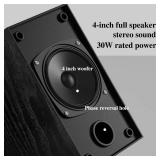 30W X 2 Powered Bookshelf Speakers - 3.5-RCA Input for Turntable, TV, PC, Record Player Speakers with 4 Inch Woofer & Wall Mounted - Retail: $50