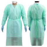10 Pcs Disposable Isolation Gowns Green, Polypropylene Medical Gowns with Knitted Cuffs, Length 47.24" - Retail: $20