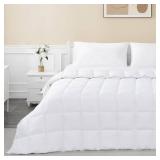 Comforter Duvet Insert Queen Size White Down Alternative Filling Cotton Shell All Season Hypoallergenic Warm Breathable Noiseless Machine Washable with Corner Taps - Retail: $66
