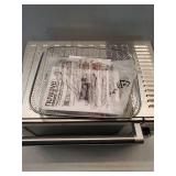 Nuwave Bravo Pro XL Convection Oven and Air Fryer with Probe. MISSING SHELVES. DENTED Inside Top Left Corner.  Door Seems to Shut Correctly. See Last Two Photos. - Retail: $249