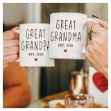 Great Grandparents EST 2026 Mugs Set, EST 2026 New Grandparents Gift, Pregnancy Announcement Pregnancy Reveal Mug, First Time Grandparents Gift (white) - Retail: $22