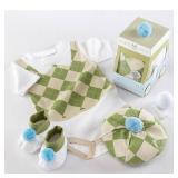 Sweet Tee Three Piece Golf Layette Set in Golf Cart Packaging. 0 to 6 month.