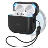 ESR for AirPods 4 Case, Compatible with AirPods 4th Generation Case (2024) (USB-C), Compatible with MagSafe, Drop Protection Cover with Lanyard, Magnetic Lid Lock, Orbit Hybrid Series, Black - Retail: