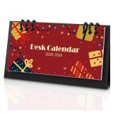 Small Desk Calendar 2025-2026, Festival Monthly Desktop Calendar - Runs From January 2025 to December 2026, Mini Standing Flip Calendar, School Home Office Supplies, 6.3 x 3.1" Missing Rings on One Si
