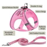 Dog Harness with Leash Set, No Pull Adjustable Reflective Step-in Puppy Pet Vest Harnesses for Small Medium Large Dogs and Cats, Pink XXS - Retail: $8