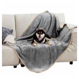 Bedsure Waterproof Dog Blankets for Large Dogs - Large Cat Blanket Washable for Couch Protection, Sherpa Fleece Puppy Blanket, Soft Plush Reversible Throw Furniture Protector, 40X50", Grey - Retail: $