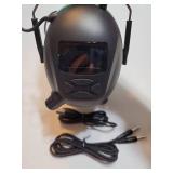 2025 AM/FM Radio Ear Protection Headphones with Backlit Digital Display, 120H Working Time, Rechargeable Hearing Protector, 30dB Noise Reduction Safety Earmuffs for Mowing, Construction, Work, Green -