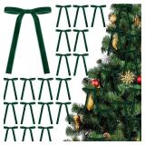 Dark Green 24 Pcs Velvet Bows Christmas Tree Ornaments Valentines Day Bows Decoration for Garland Home Coquette Wedding Decor (5 x 7 Inch,Width of 5/8) - Retail: $10"