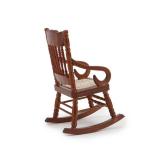 Dollhouse Miniature Rocking Chair 1:12 Scale Wooden Furniture Accessories Tiny Mini House Home Outdoor Cake Topper Decoration Model Living Room Scene Christmas Craft Displays (Brown) - Retail: $9