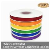 Brown Ribbon 3/8 Inch x 50 Yards Satin Ribbon Continuous, Single Face, for Crafts, Gift Wrapping, Floral Bouquet, Weddings, and Decorations, with Spool - Retail: $5