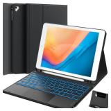 Keyboard Case for iPad 9.7 inch, iPad 6th (2018)/iPad 5th Gen (2017), iPad Air 2nd Gen (2014), 7 Color Backlit, 2 BT Devices, Touchpad Keyboard Pro 9.7, Black - Retail: $40