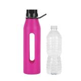 Takeya 22 Ounce Classic Glass Water Bottle with Silicone Sleeve and Twist Cap, Fuchsia - Retail: $30