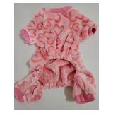 Fleece Dog Pajamas Cute Dog Heart Puppy Jumpsuit Warm Soft Pet Holiday Clothes for Small Medium Cats and Dogs (Pink, S) - Retail: $7