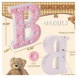 LED Letter Lights Pink Glitter Marquee Letters Light Up Alphabet Letters Sign Battery Powered for Home Party Decoration Night Bar Wedding Birthday Christmas Lamp Girls Gift - Letter B - Retail: $9