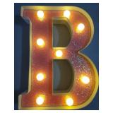 LED Letter Lights Pink Glitter Marquee Letters Light Up Alphabet Letters Sign Battery Powered for Home Party Decoration Night Bar Wedding Birthday Christmas Lamp Girls Gift - Letter B - Retail: $9