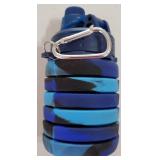 Collapsible Water Bottles Travel Sports Portable Sport Water Bottle comes with mountaineering Buckle 500ml silicone Water-proof camping water bottle (Blue camouflage) - Retail: $9